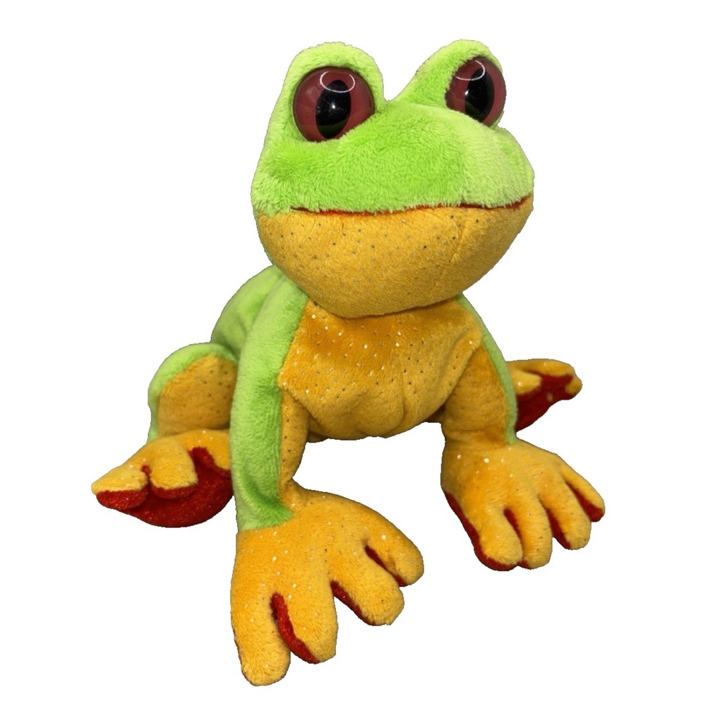 GANZ WEBKINZ 8.5" Tree‎ Frog Plush Toy HM109 Lime Green Yellow Cute Frog NO CODE